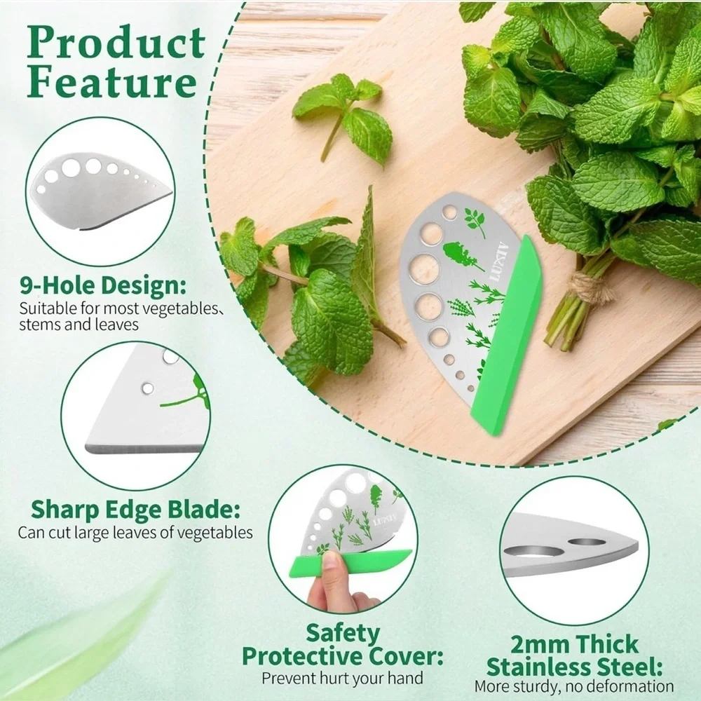 Luxiv Stainless Steel Herb Stripper 9-Hole Herb Leaf Stripping Tool